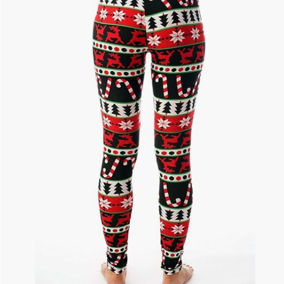 Christmas‎ Holiday Leggings - Black Red Green - XL - Picture 2 of 8